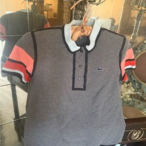 Lacoste women Gray Polo Shirt with Red Accents